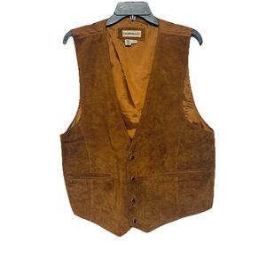 Colebrook & Co Leather Suede Vest Men's L Brown Western Cowboy Rancher Pockets